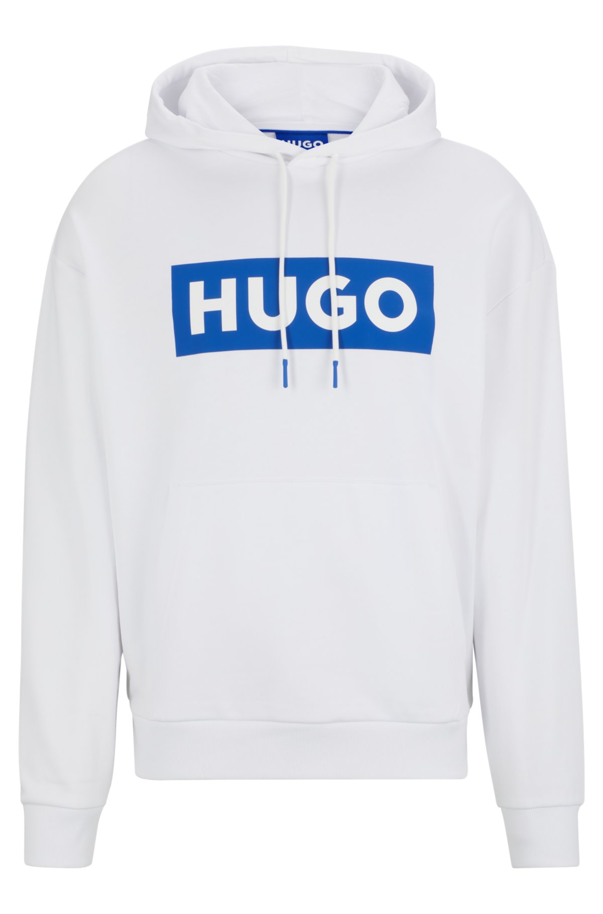 Relaxed-fit hoodie in French terry with logo print, White