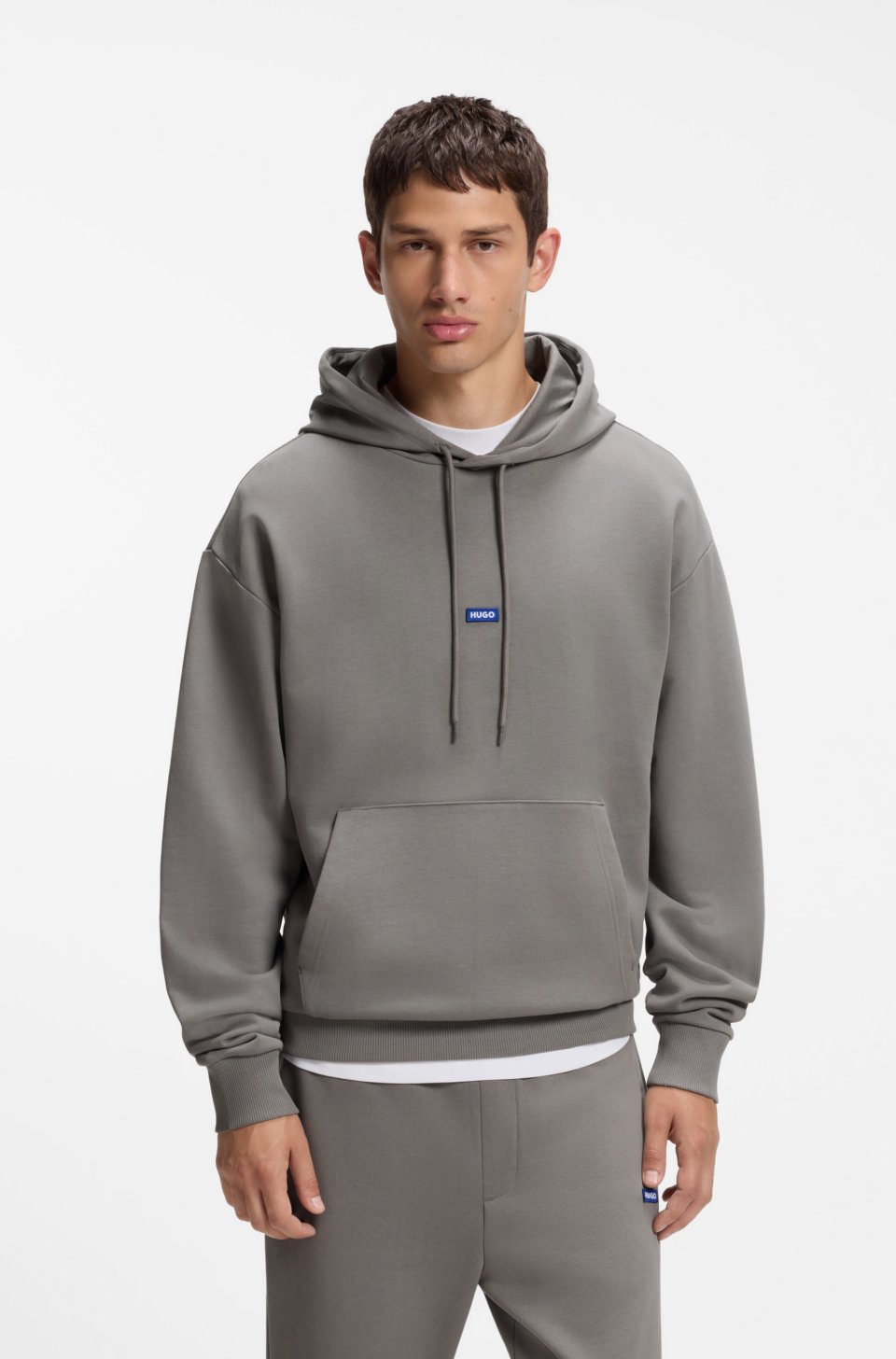 Cotton-terry hoodie with logo badge