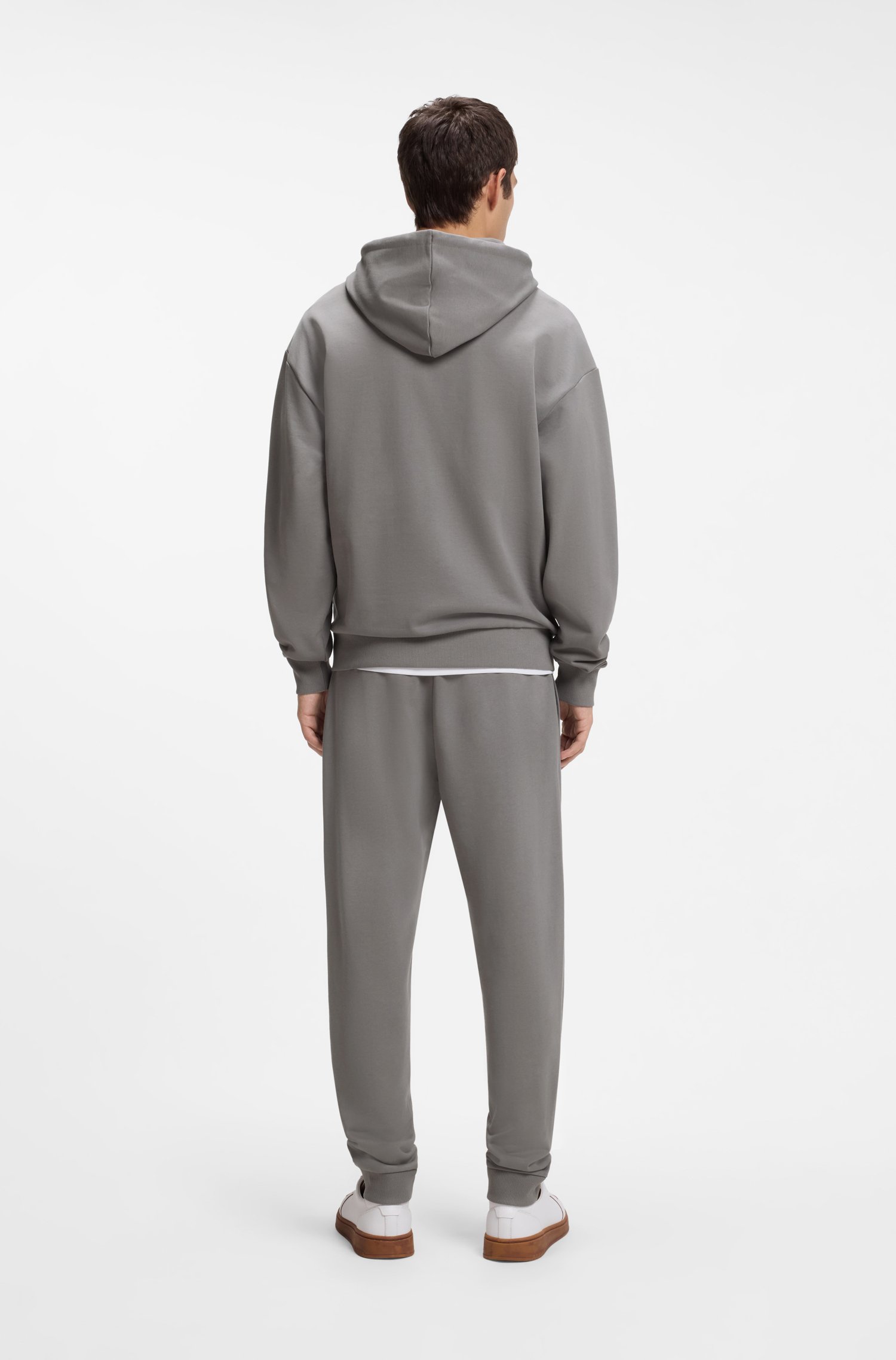 Hugo Cotton-terry hoodie with logo badge herr – bild 3