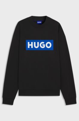 Cotton-terry sweatshirt with logo print, Black