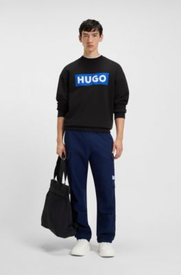 Sweat en molleton avec logo imprim&eacute;, Noir