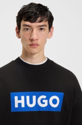 Sweat en molleton avec logo imprim&eacute;, Noir