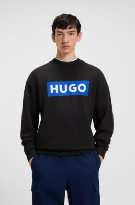 Cotton-terry sweatshirt with logo print, Black