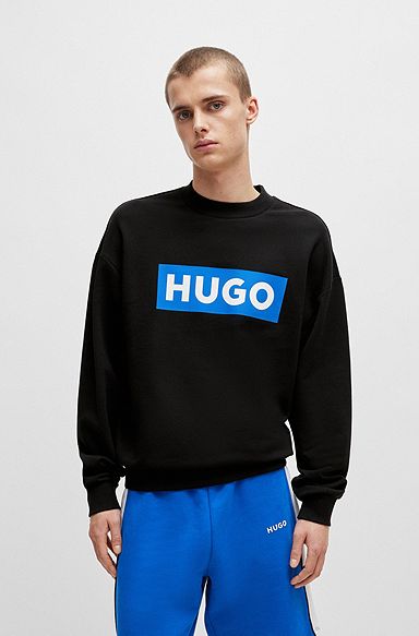 Cotton-terry sweatshirt with logo print, Black