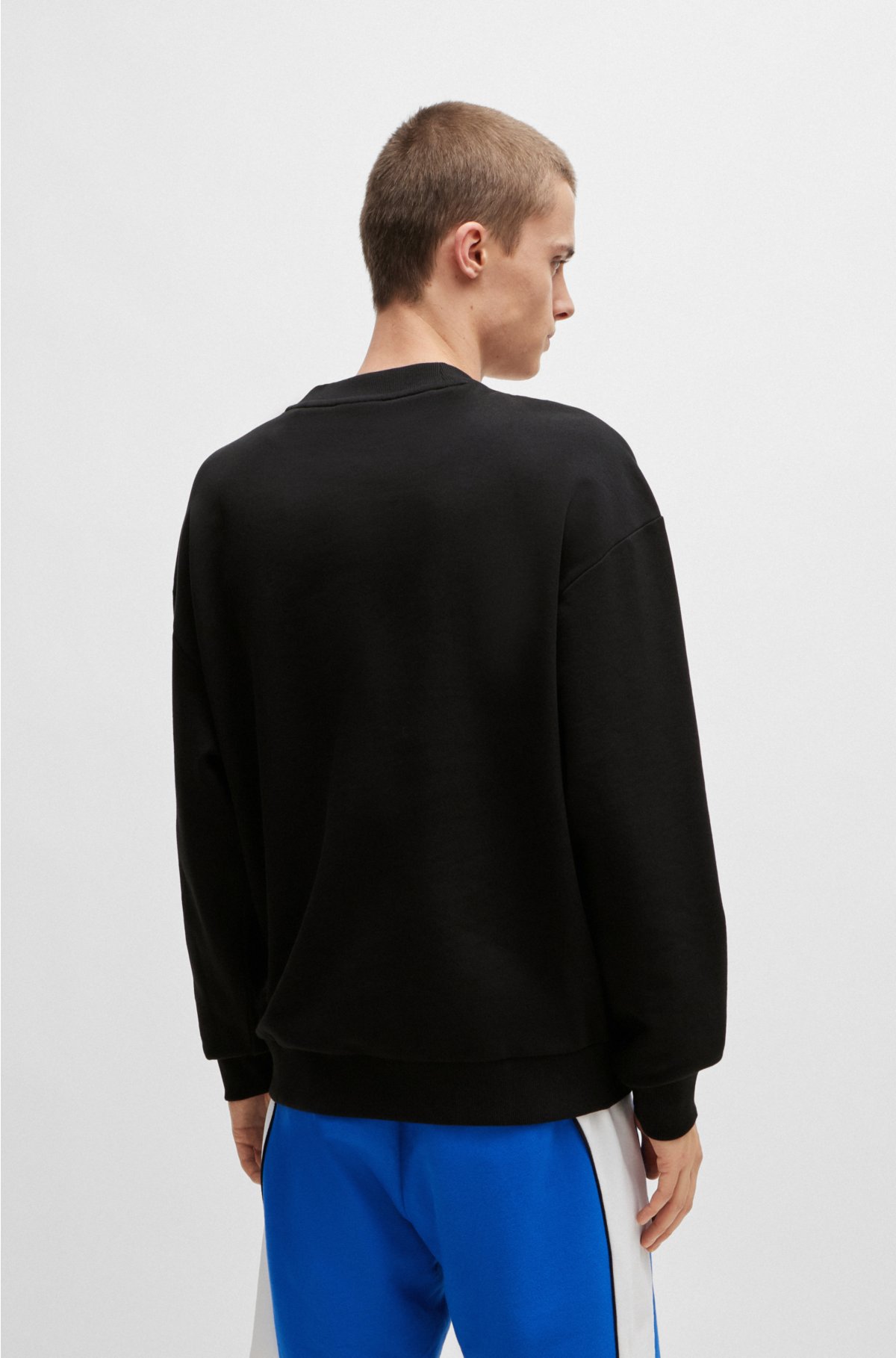 Cotton-terry sweatshirt with logo print, Black
