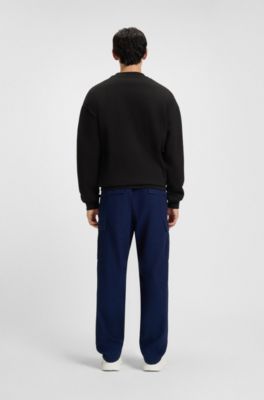 Sweater van katoenen sweatstof met logoprint, Zwart