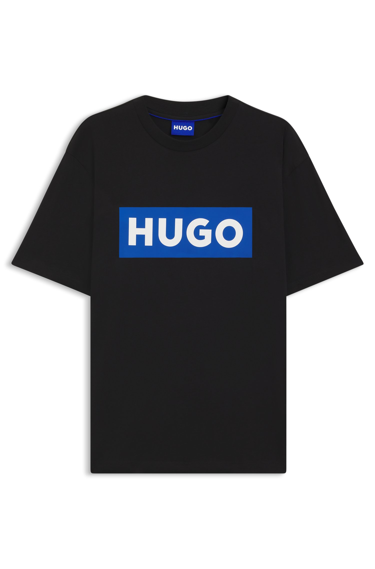 Hugo Cotton-jersey T-shirt with blue logo print herr