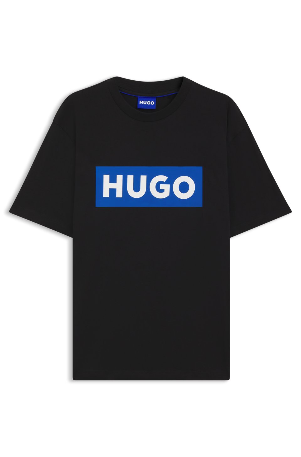 Cotton-jersey T-shirt with blue logo print