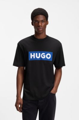 Camiseta de punto de algod&oacute;n con logo estampado, Negro