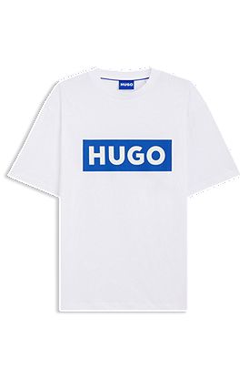 T-shirt en jersey de coton à logo imprimé bleu