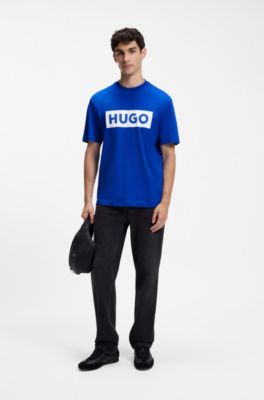 T-Shirt aus Baumwoll-Jersey mit Logo-Print, Blau