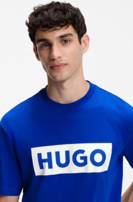 T-Shirt aus Baumwoll-Jersey mit Logo-Print, Blau