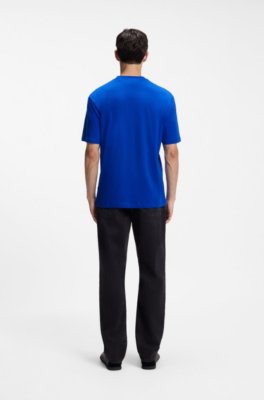 Hugo Cotton-jersey T-shirt with blue logo print herr – bild 3