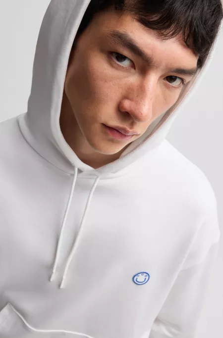Cotton-terry hoodie with Happy HUGO logo