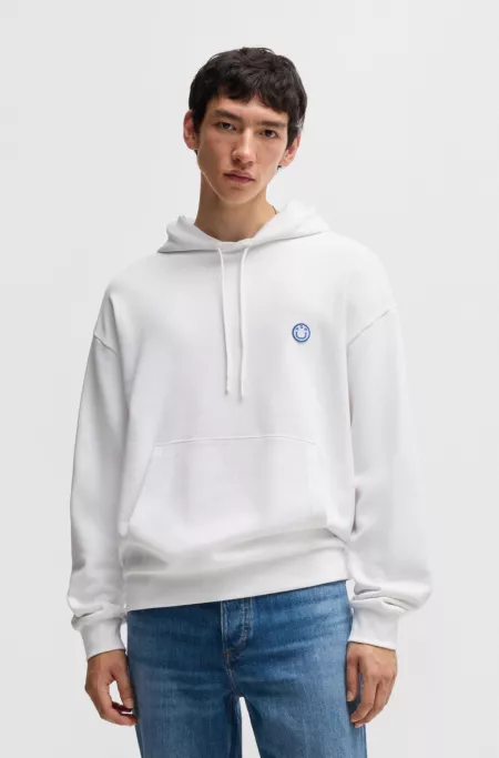 Cotton-terry hoodie with Happy HUGO logo