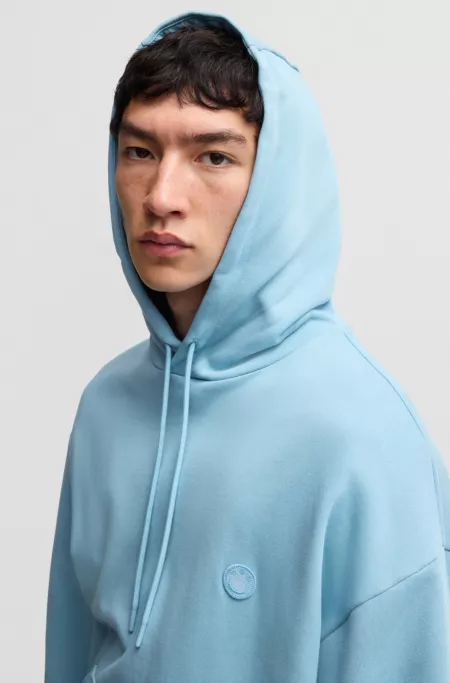 Cotton-terry hoodie with Happy HUGO logo