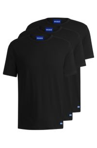 Three-pack of cotton-jersey T-shirts with logo details, Black