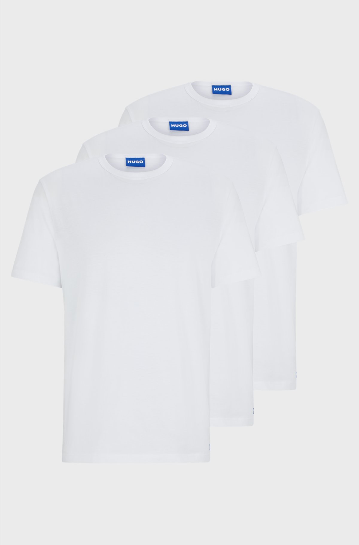 Three-pack of cotton-jersey T-shirts with logo details, White