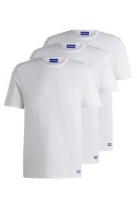 Set van drie T-shirts van katoenen jersey met logodetails, Wit