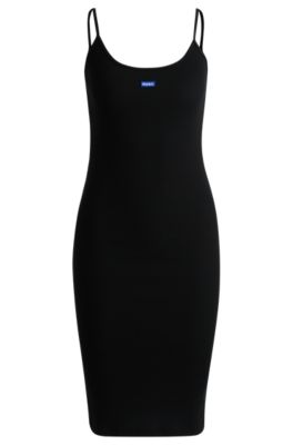 HUGO - Sleeveless dress in ribbed cotton-blend jersey