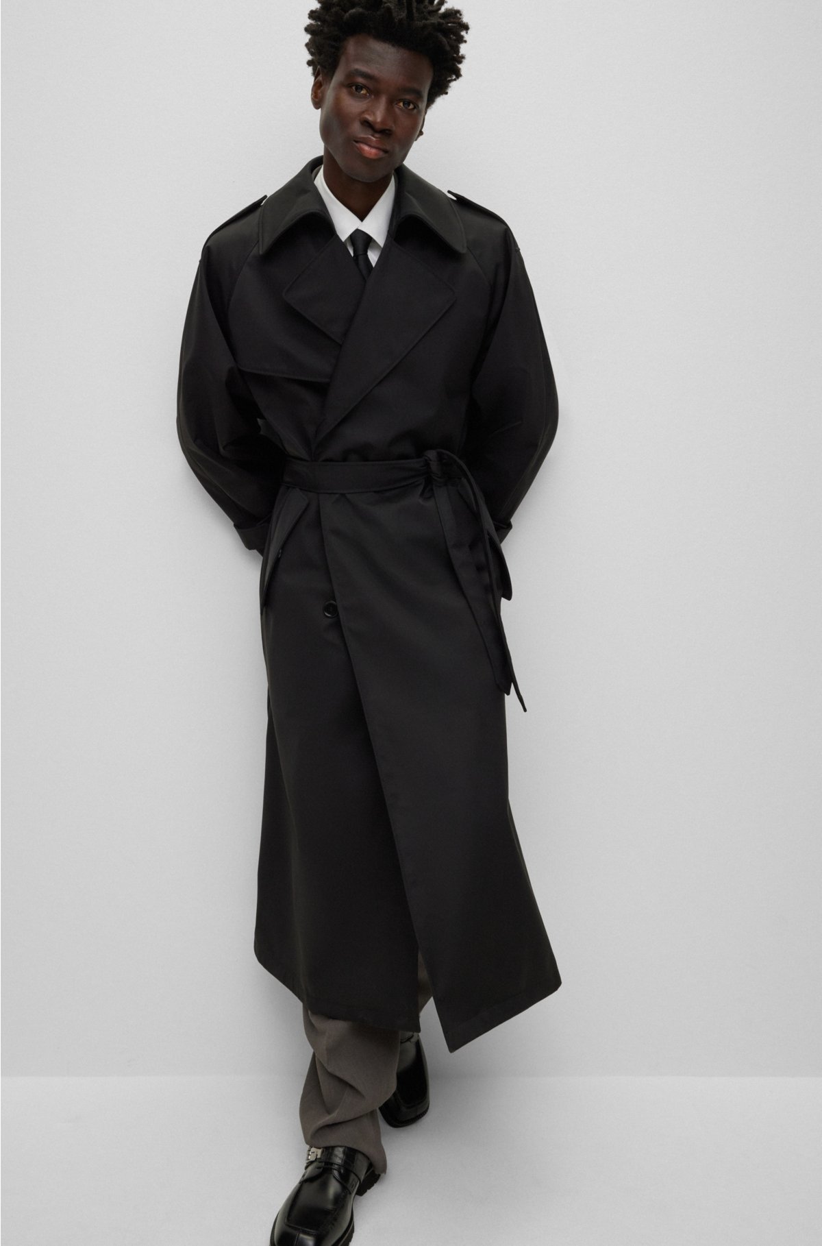BOSS - THE CHANGE trench coat with detachable belt