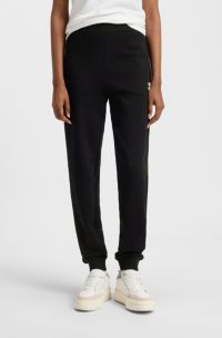 Cotton-terry tracksuit bottoms with stacked logo, Black