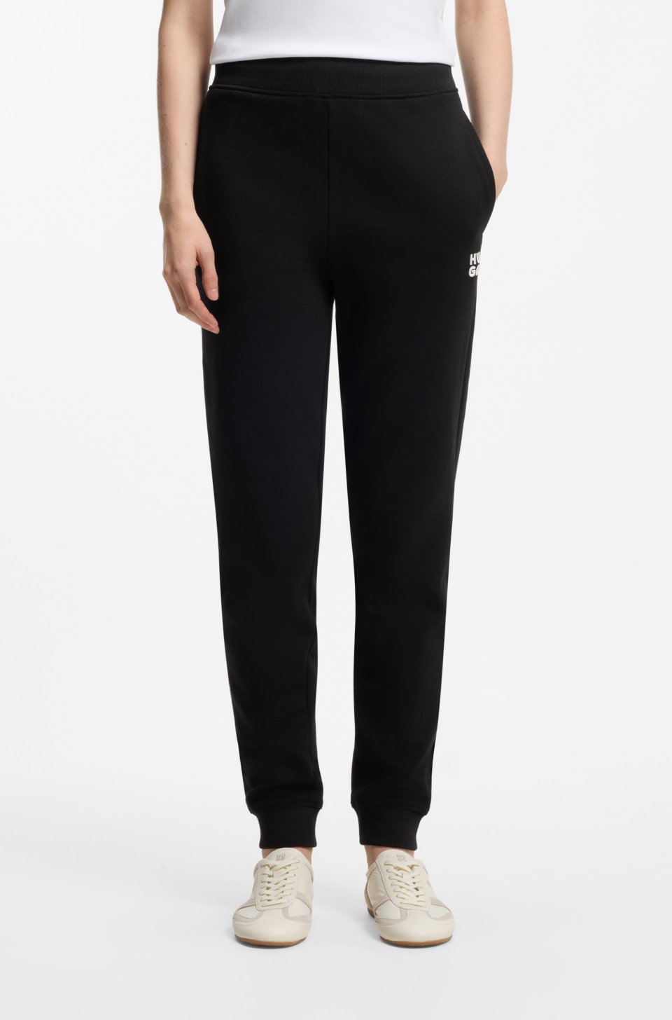 Cotton-terry tracksuit bottoms with embroidered logo