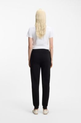 Joggingbroek met logostiksel van katoenen sweatstof, Zwart