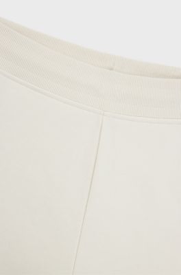 Cotton-terry tracksuit bottoms with embroidered logo, Natural