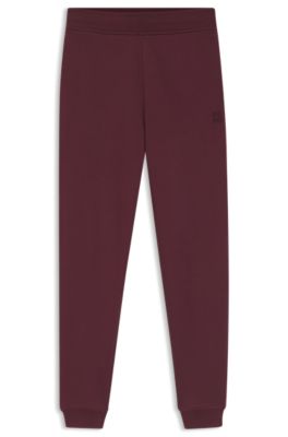 コットンテリー トラックスーツボトムス ロゴエンブロイダリー, ダークレッド