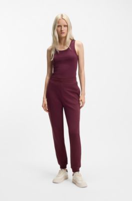 Tracksuit-bukser i bomuldsfrott&eacute; med broderet logo, Bordeaux