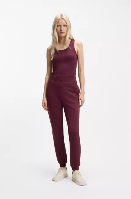 Cotton-terry tracksuit bottoms with embroidered logo