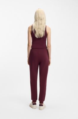 Tracksuit-bukser i bomuldsfrott&eacute; med broderet logo, Bordeaux