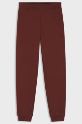 Pantaloni della tuta in terry di cotone con logo ricamato, Marrone