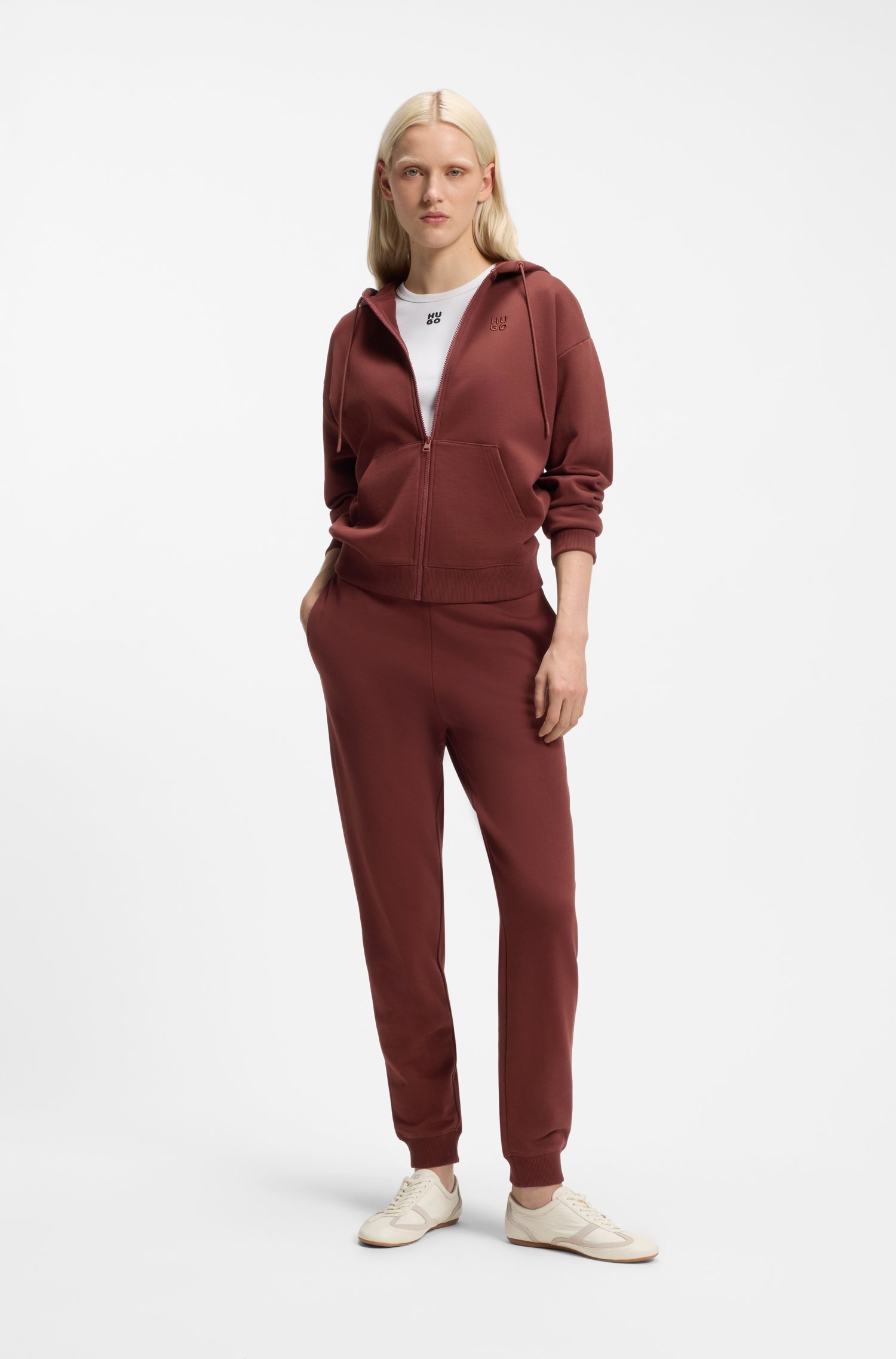 Hugo Cotton-terry tracksuit bottoms with embroidered logo byxor dam – bild 2