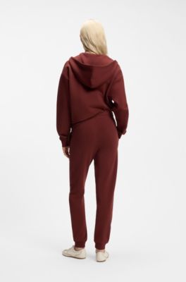 Pantaloni della tuta in terry di cotone con logo ricamato, Marrone