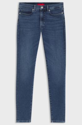 Skinny-fit jeans in blue stretch denim, Dark Blue