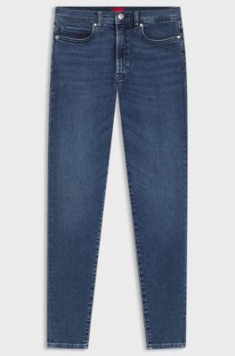 Jean Skinny en denim stretch bleu, Bleu fonc&eacute;