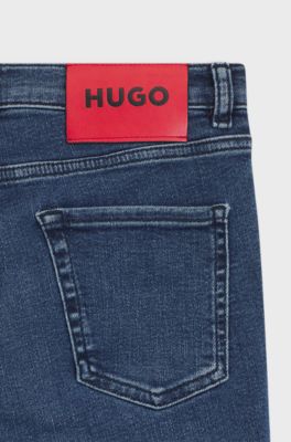 Jean Skinny en denim stretch bleu, Bleu fonc&eacute;
