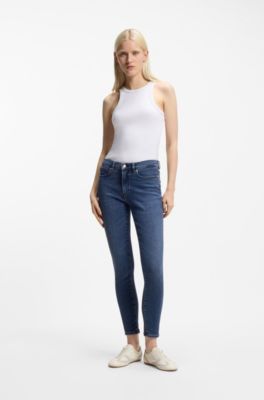 Skinny-fit jeans in blue stretch denim, Dark Blue