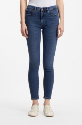 Skinny-fit jeans in blue stretch denim, Dark Blue