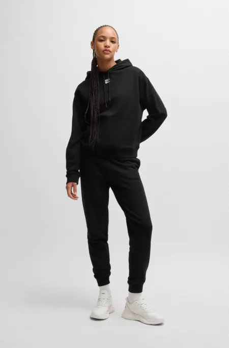 Cotton-terry hoodie with stacked logo embroidery