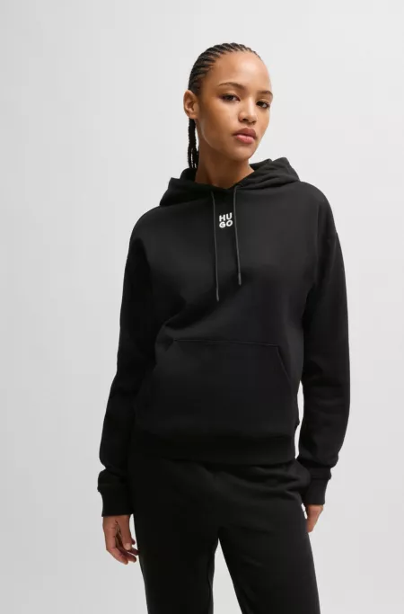 Cotton-terry hoodie with stacked logo embroidery