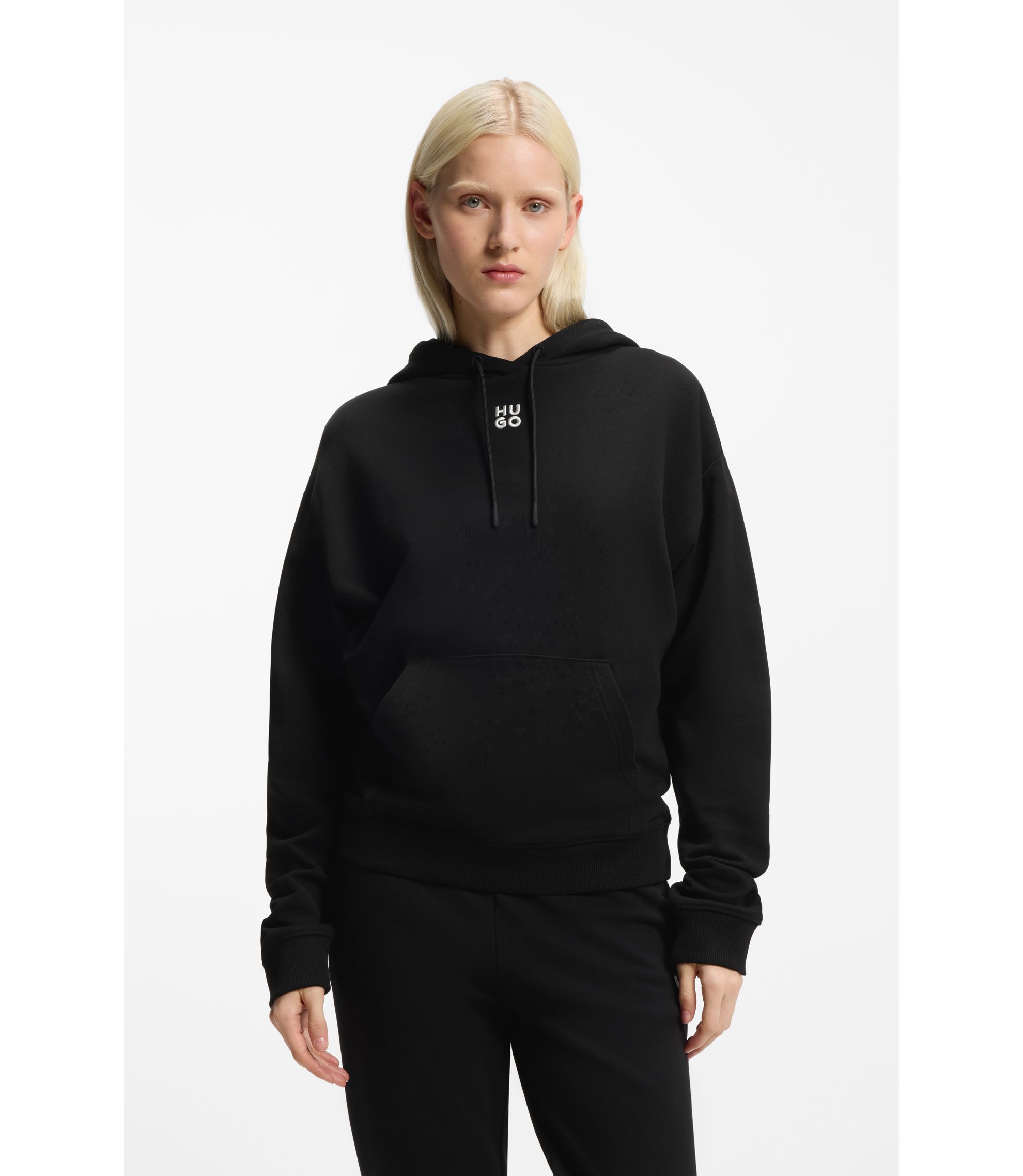 Hoodie aus Baumwoll-Terry mit Stack-Logo-Stickerei