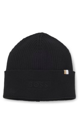Cotton and wool beanie with signature stripe detail