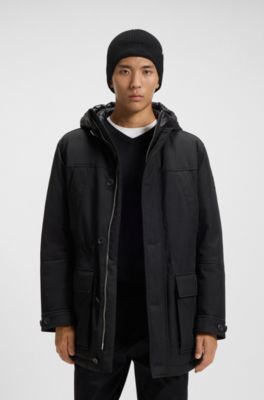 Logo-embroidered beanie hat in wool and cotton, Black