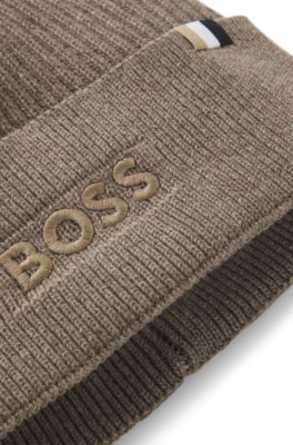 Cotton and wool beanie with signature stripe detail 5