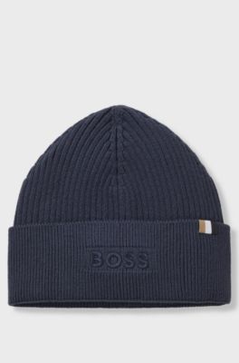 Cotton and wool beanie with signature stripe detail, Light Blue