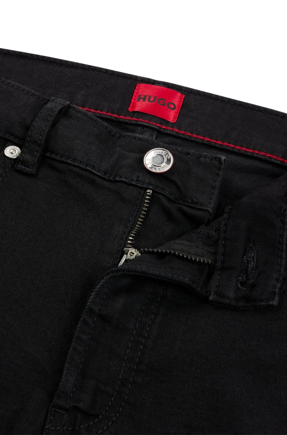 HUGO - Skinny-fit jeans in black stretch denim