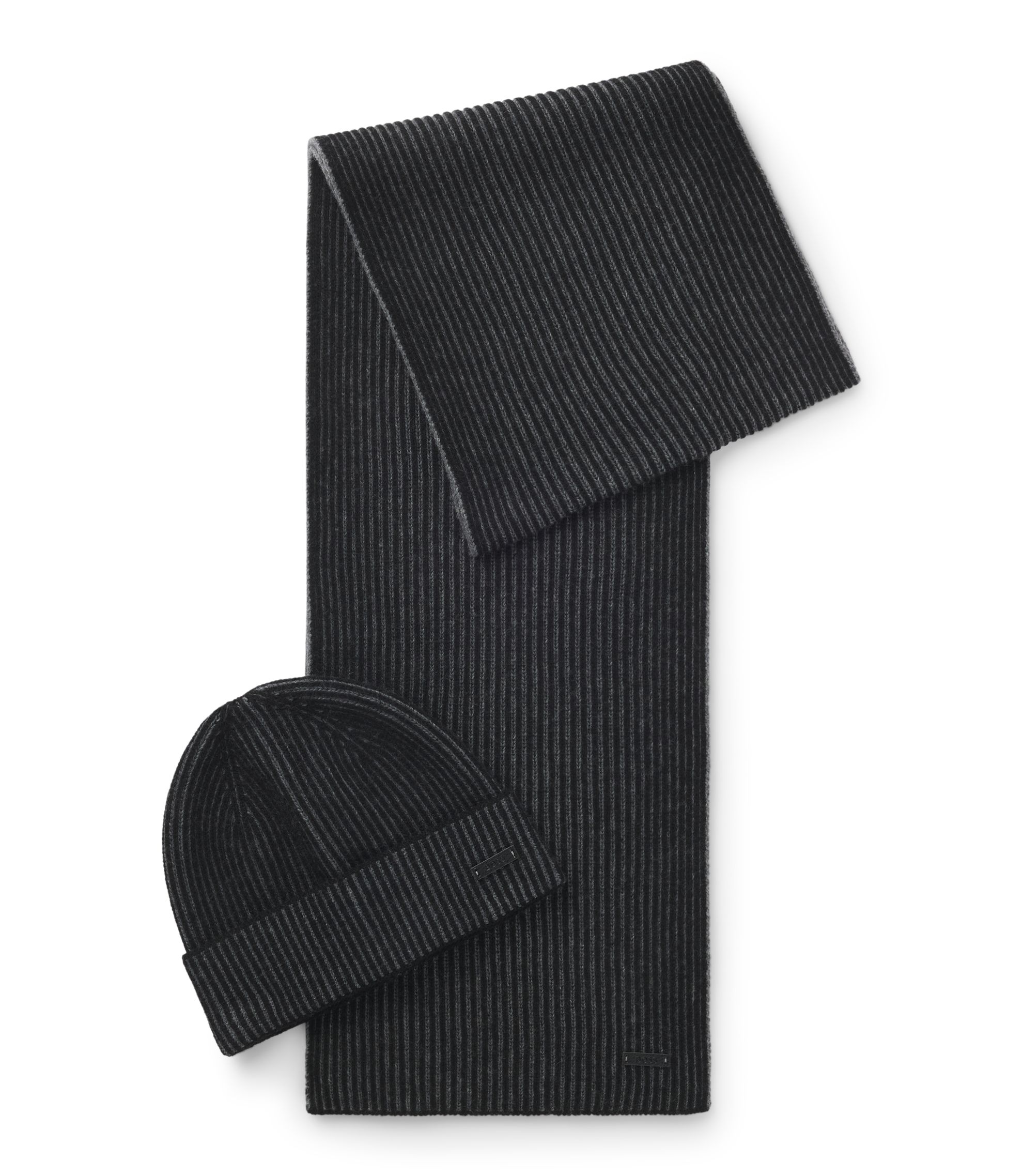 BOSS ブラック ニットマフラー 新品タグ付き BOSS ブラック ニットマフラー 新品タグ付き